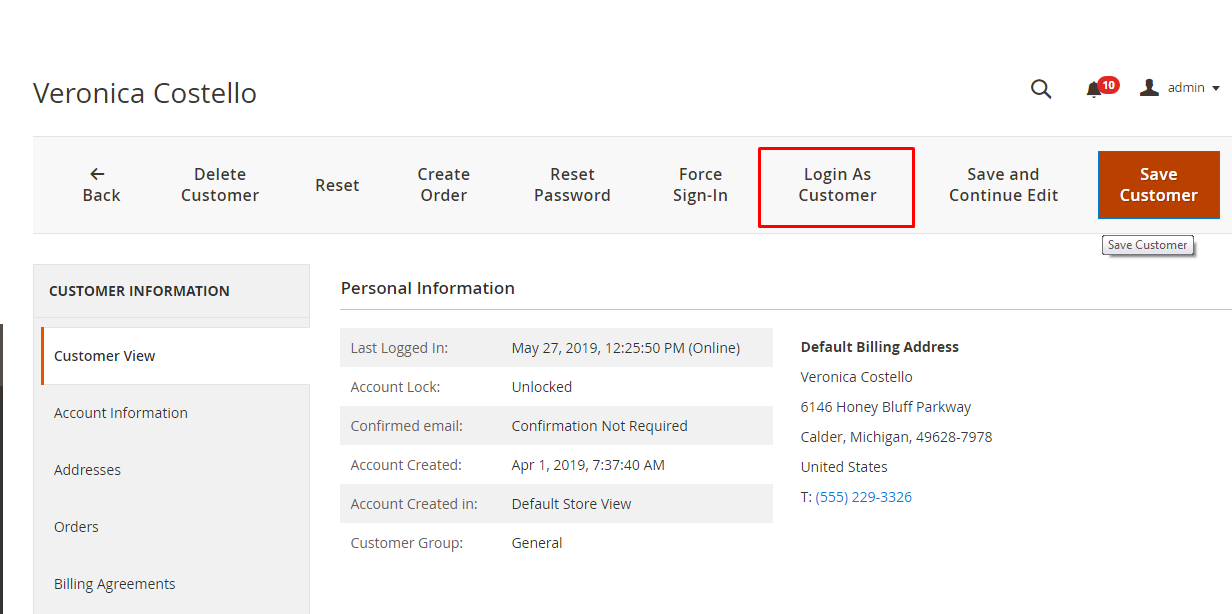 Login As Customer Button Login As Customer Button