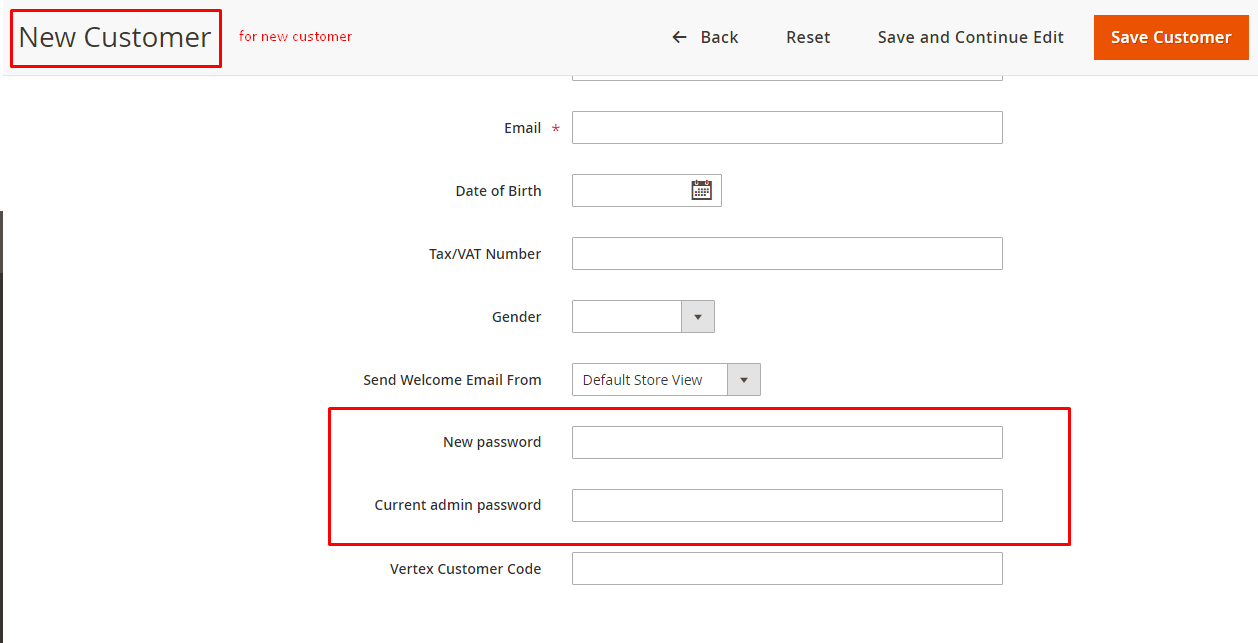 New Password Field New Password Field