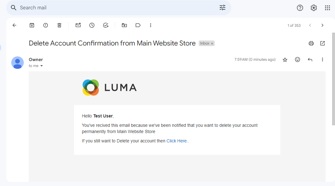 Delete Account Email Delete Account Email