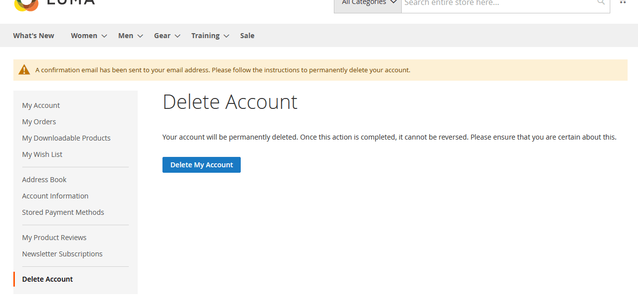 Confirmation message Confirmation message