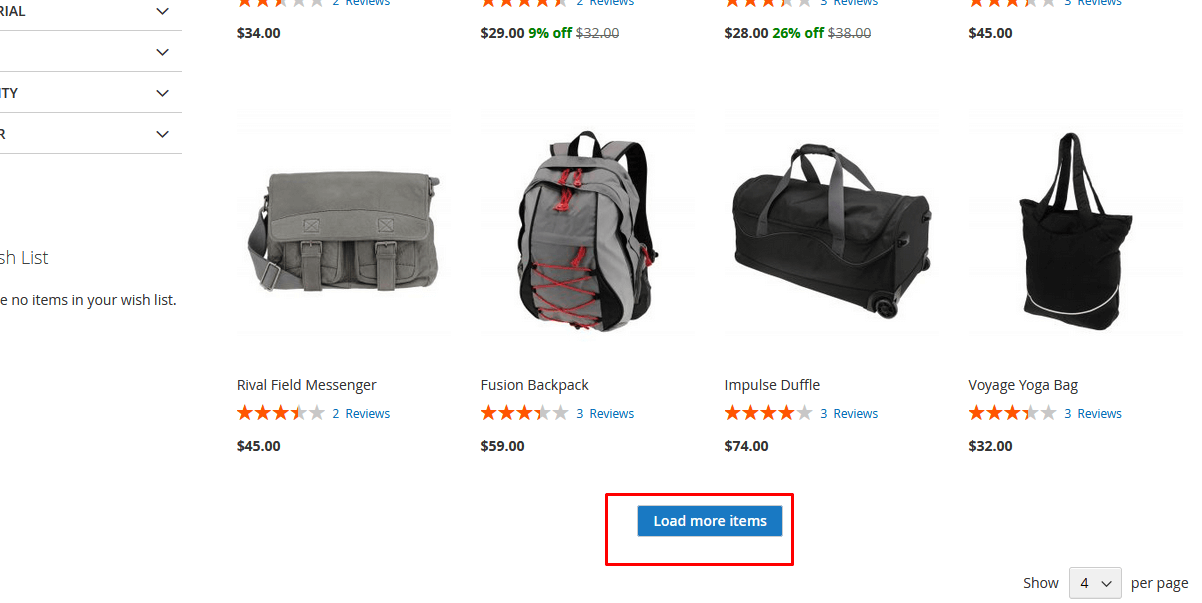 PLP Page Load More Button PLP Page Load More Button