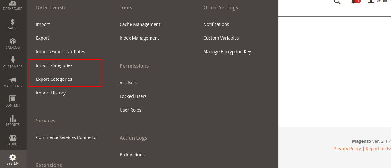 Import / Export Option Import / Export Option