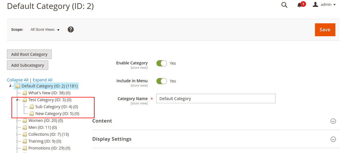 Imported Categories Imported Categories