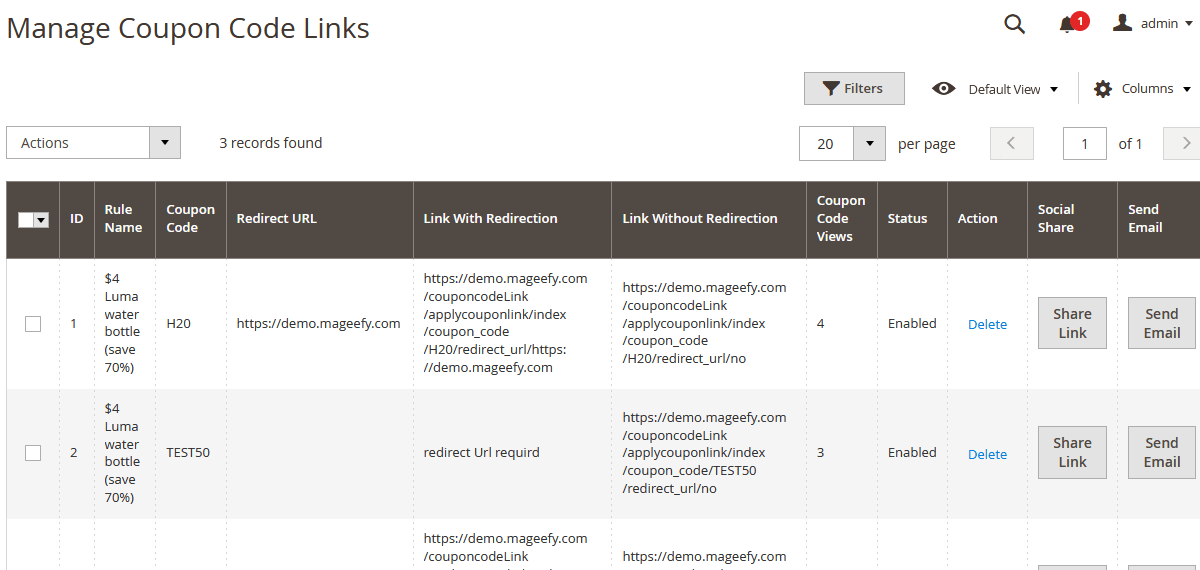 Manage Coupon Code Links Manage Coupon Code Links