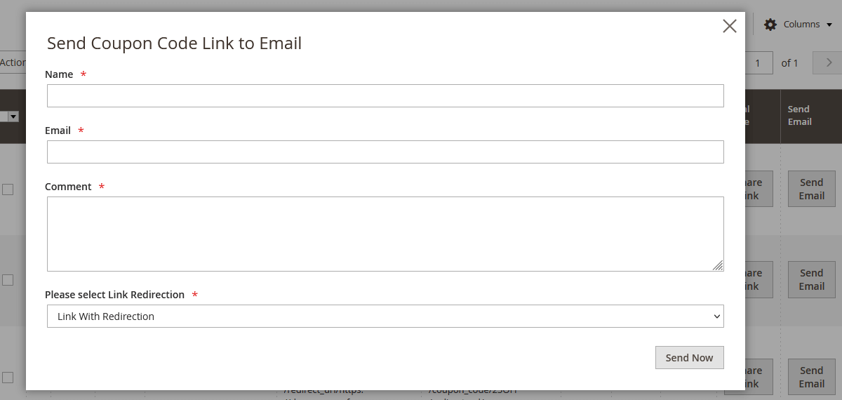 Send Coupon Code Link Popup Send Coupon Code Link Popup