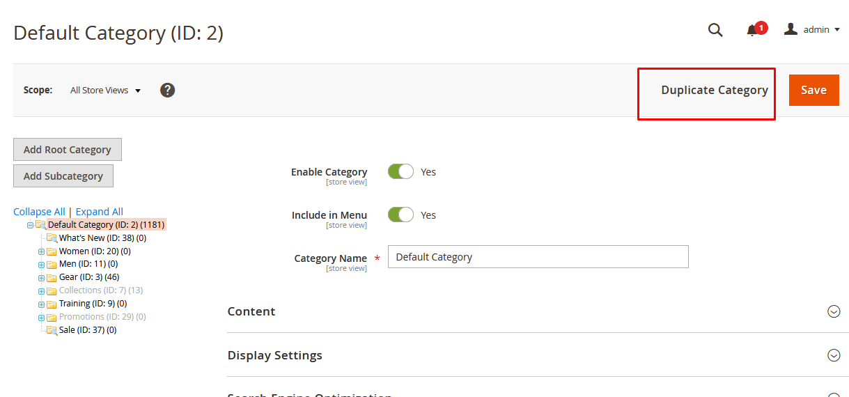 Duplicate Category Button Duplicate Category Button