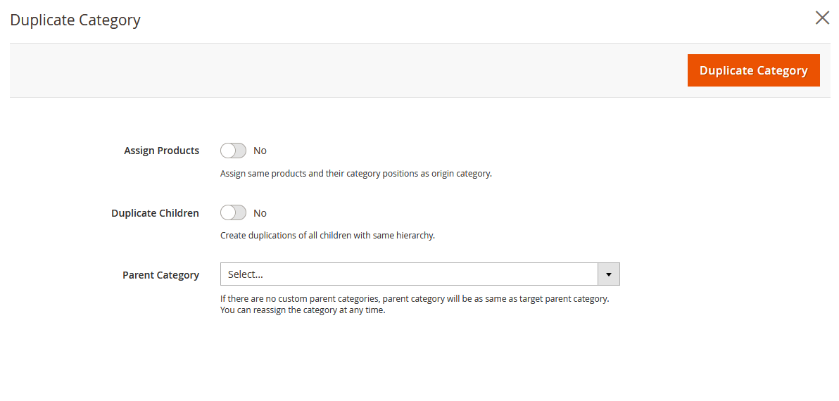 Duplicate Category Popup Duplicate Category Popup