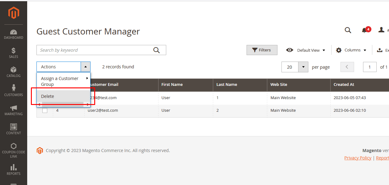 Delete Option Delete Option