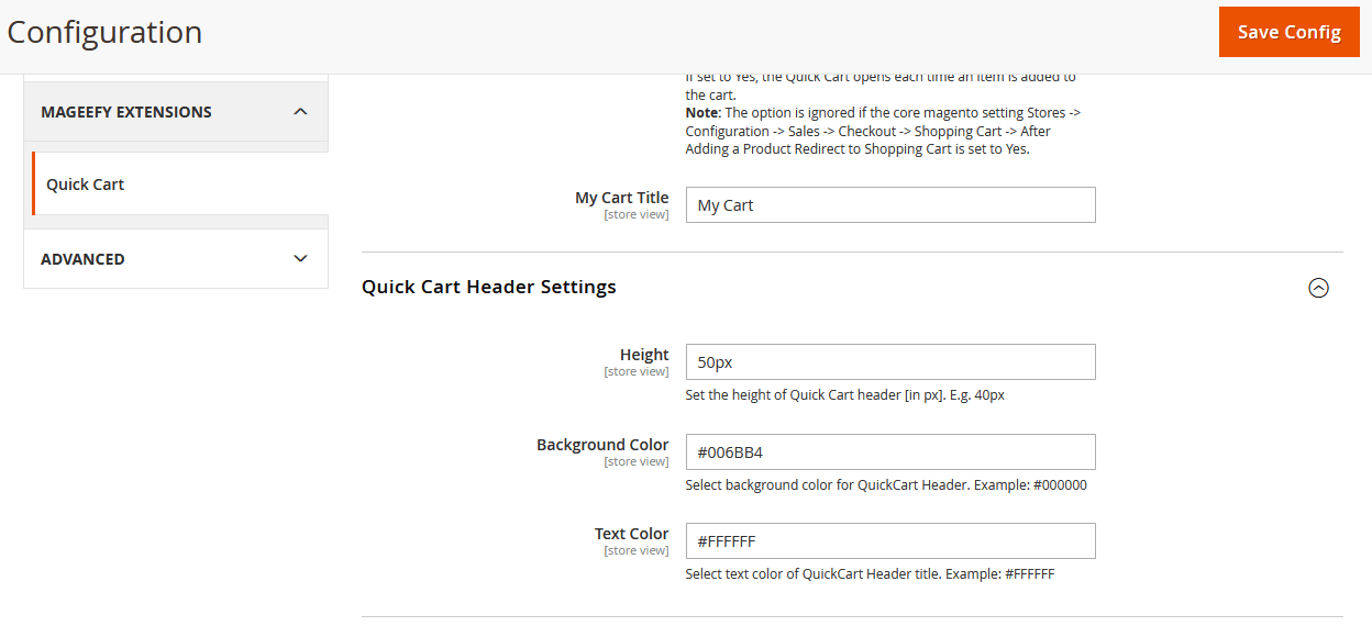 Header Configuration Header Configuration