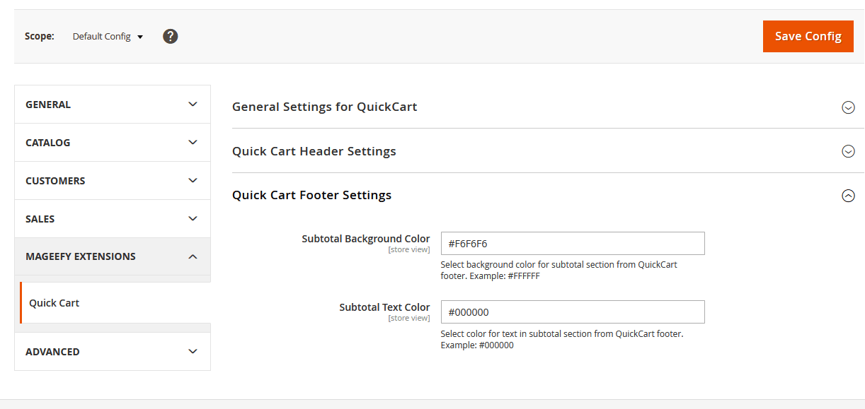 Footer Configuration Footer Configuration