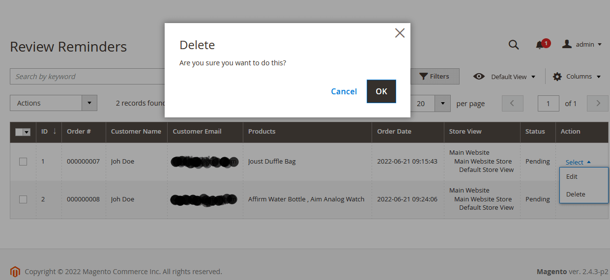 Delete Popup Delete Popup