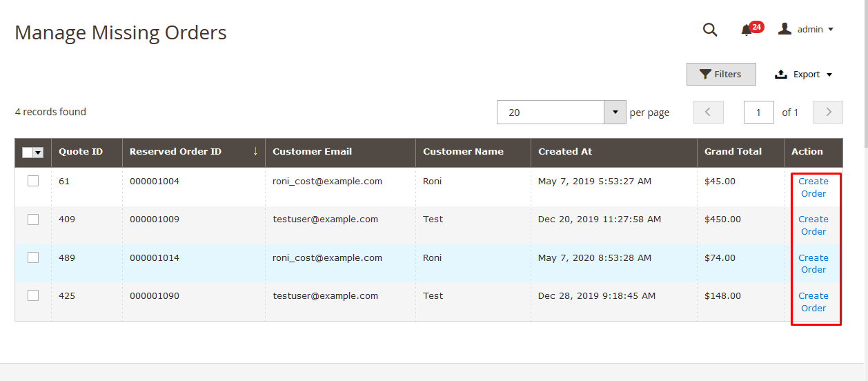 Create Order Link Create Order Link