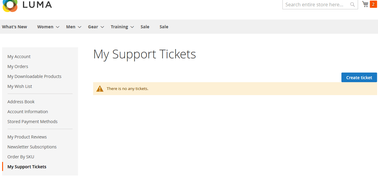 My Support Tickets Page
