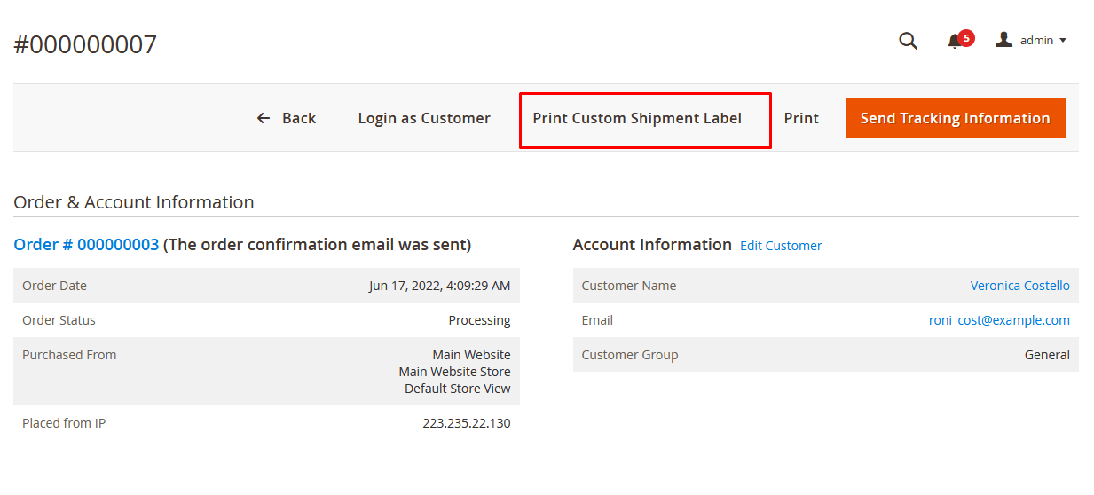 Custom Shipping Label Button