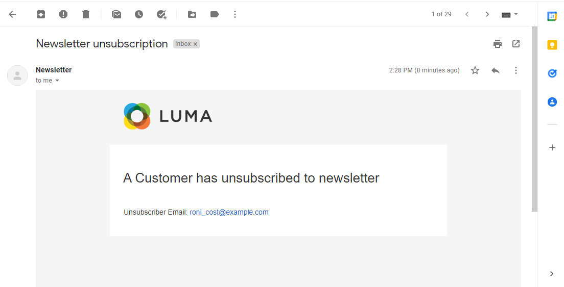 Newsletter Unsubscription Email