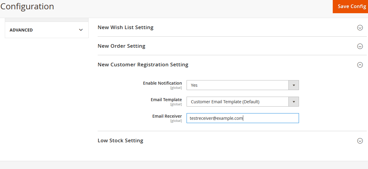 Customer Registration Settings