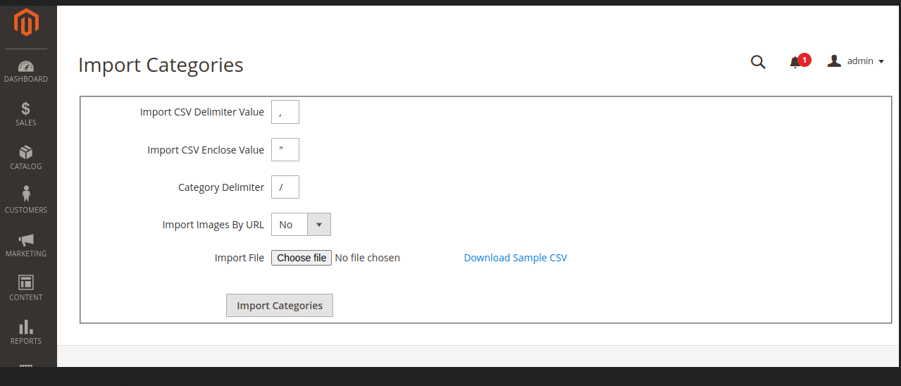 Import Categories