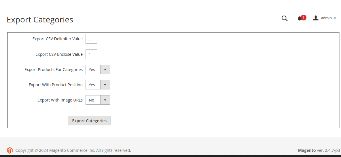 Export Categories
