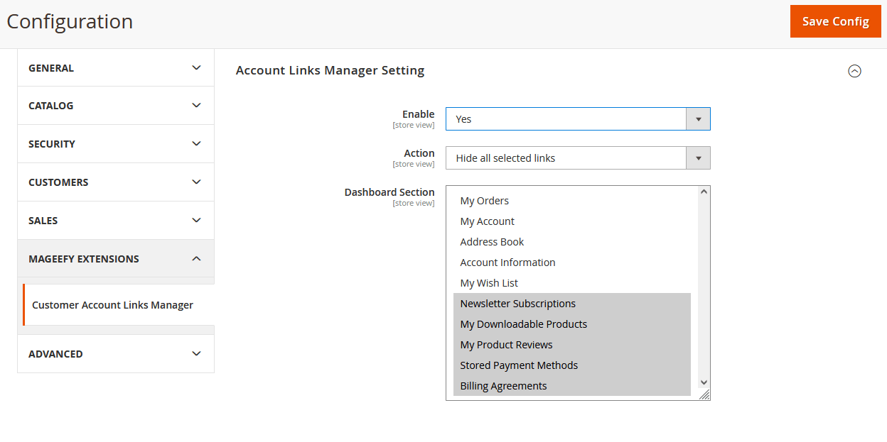 Hide all selected links