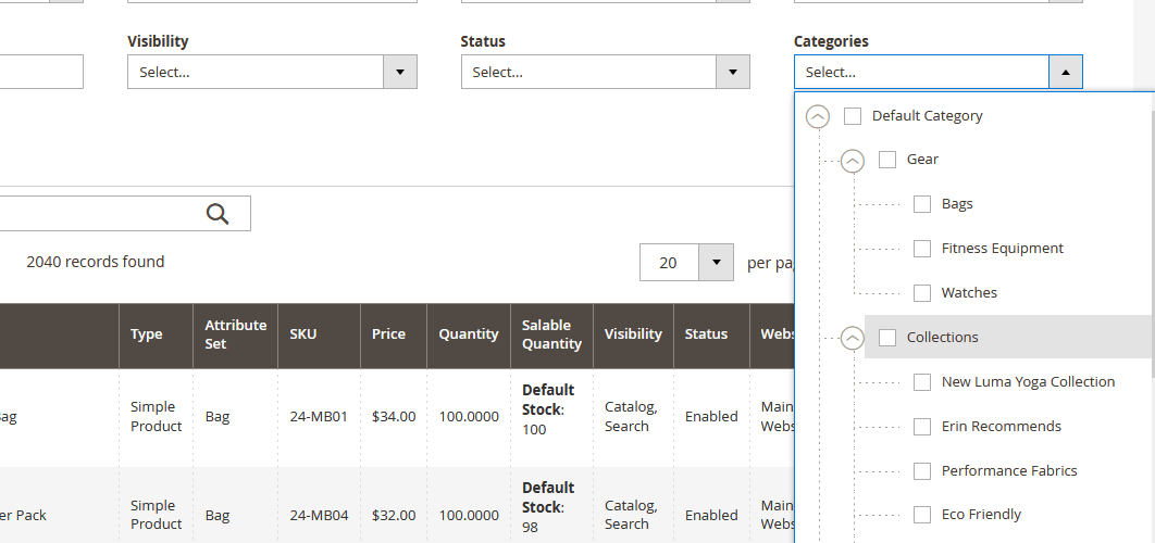 Categories Lists