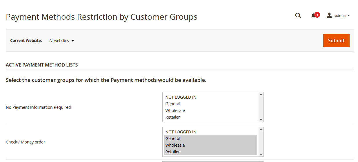 Payment Methods Settings