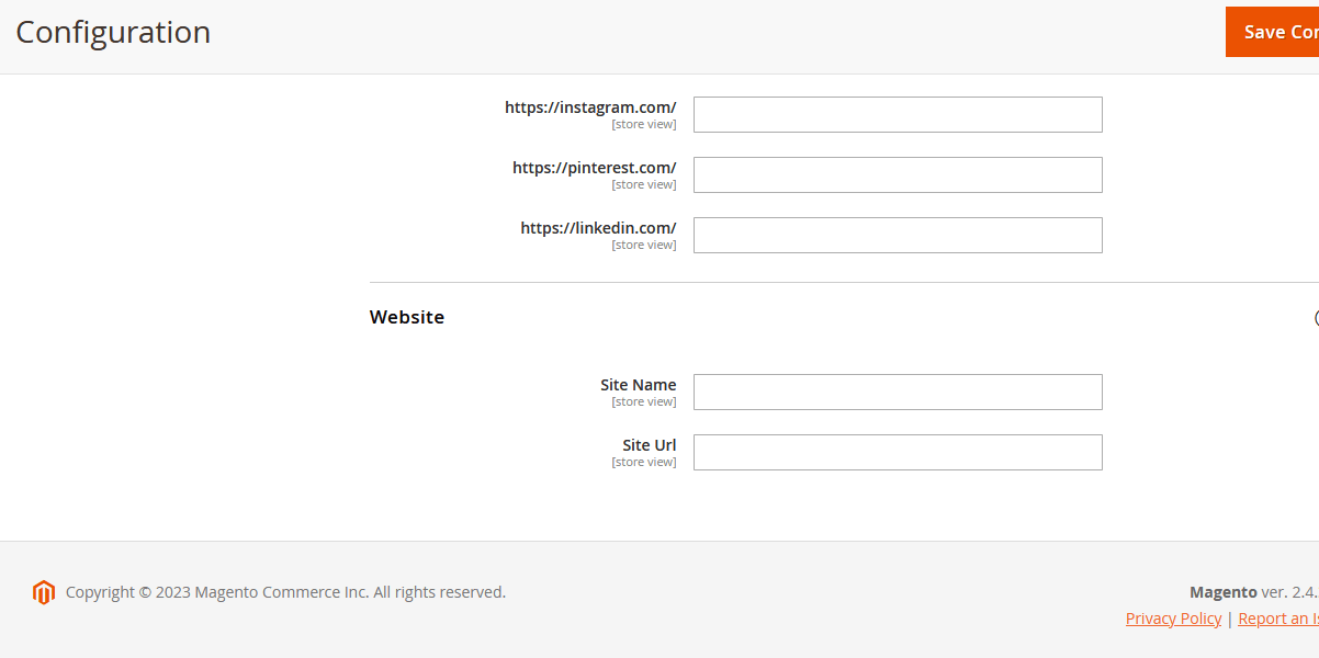 Website Configuration