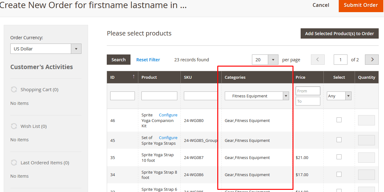 Product Category Filter Results